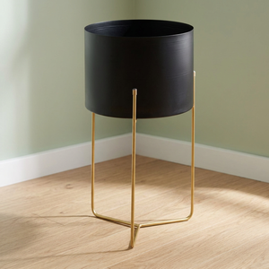 Pot de plantes en céramique avec support, pot de couleur or noir à support - Product Image 3