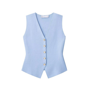 Loveda Venta al por Mayor Europa Estados Unidos <span class=keywords><strong>Chaleco</strong></span> de <span class=keywords><strong>Jersey</strong></span> de Color Sólido con Botones Estilo Y2K para <span class=keywords><strong>Mujer</strong></span>, Moda de Verano - Product Image 2
