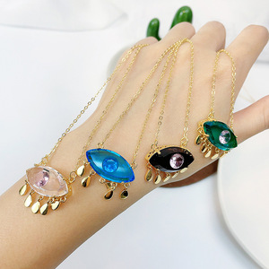 Nueva joyería de moda personalidad collar de moda diamantes multicolores collar con colgante de ojo de diablo para mujer - Product Image 1