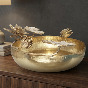 Assiette décorative en métal orientale faite à la main avec un motif de fleur de lotus, plat rond pour cadeaux - Product Image 5
