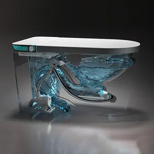 현대 목욕탕 중단된 위생 상품 디자인 한 조각 거는 변기 자동적인 두바이 p 함정 똑똑한 지적인 화장실