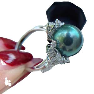 Anneau en argent S925 à faire soi-même, accessoire pour anneau féminin avec perle ronde de 10 à 12 mm, support vide pour cache-cernes 10155 - Product Image 5