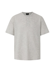 Chemise Henley en maille gaufrée pour <span class=keywords><strong>homme</strong></span> musclé, coupe ajustée, manches courtes, tissu texturé, style workwear, manches moulantes, polo semi-<span class=keywords><strong>boutonné</strong></span> - Product Image 5