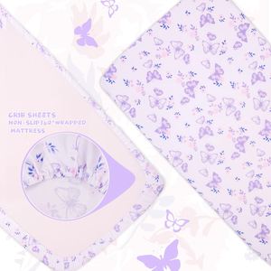 3 Pieces Floral Butterfly Baby Crib Bedding Set Includes Comforter Fitted Sheet Crib Skirt - Product Image 5