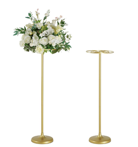 Support floral de <span class=keywords><strong>mariage</strong></span> moderne en métal avec vase doré sur pied pour événements festifs - Product Image 1