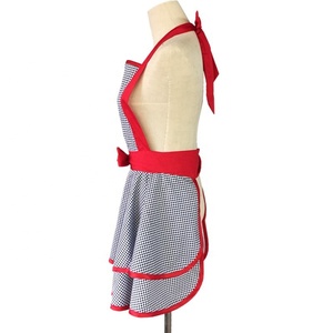 <span class=keywords><strong>Tablier</strong></span> en coton mignon avec nœud latéral à volants et point rond <span class=keywords><strong>blanc</strong></span>, <span class=keywords><strong>tablier</strong></span> de cuisine pour femmes avec poches - Product Image 4