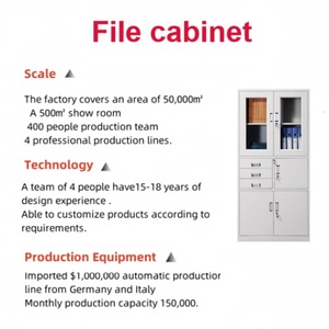 Armoire à dossiers avec tiroirs et porte vitrée, rangement de documents en métal pour l'école, le bureau, le stockage de documents - Product Image 2