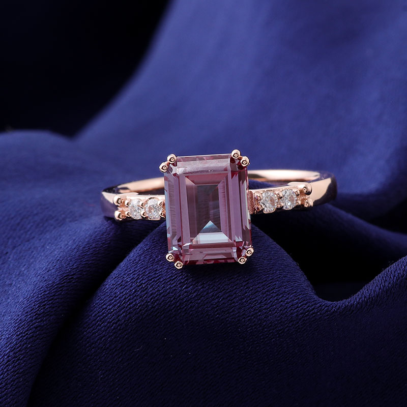 แหวนอัญมณีห้องปฏิบัติการทองคำแท้ 10K