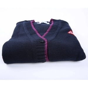 เสื้อคาร์ดิแกนไหมพรมสีน้ำเงินเข้มสำหรับผู้หญิง แต่งขอบสีตัดกัน ผ้าไม่เป็นขุย เหมาะสำหรับพยาบาลและแพทย์ - Product Image 3