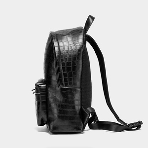 Ba lô nam thời trang da PU giả da cá sấu, chống nước, khóa kéo, cỡ lớn, dùng đi học, đi du lịch, sản xuất theo yêu cầu - Product Image 4