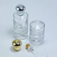 Flacons de parfum en verre plat de luxe haut de gamme de 30 ml, 50 ml et 100 ml avec pulvérisateur à pompe et impression sérigraphique