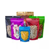 Sacs d'emballage alimentaire en aluminium Mylar avec fermeture éclair refermable, finition mate, noir, blanc, or
