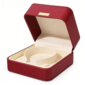 กล่องใส่สร้อยข้อมือแบบมีฝาปิดสั่งทำพิเศษ วัสดุหนัง PU คุณภาพสูง บุด้วยกำมะหยี่ ปั๊มฟอยล์โลโก้ตามสั่ง ราคาโรงงาน - Product Image 2