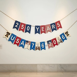Guirlande patriotique du 4 juillet, décorations du Jour de l'Indépendance, drapeau américain, 250e anniversaire des États-Unis 1776-2026, bannière patriotique - Product Image 6