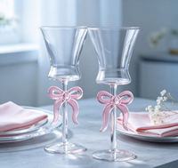 Verres à vin personnalisés en gros avec décorations en forme de nœud, gobelets à cocktail soufflés à la main, verres à pied de 260 ml pour restaurants, hôtels, bars et fêtes