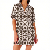 Robe T-shirt Midi Femme Tendance Estivale avec Poches Manches Courtes Imprimé Numérique Infroissable Boutonnée Décontractée