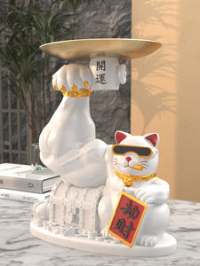 Plateau de rangement en résine style art pop créatif, motif Kirin et chat porte-bonheur, décoration de bureau, cadeau de fête - Product Image 4