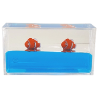 Marco de Fotos Líquido Acrílico Creativo para Decoración del Hogar, Marco Digital Magnético con Pez Payaso Flotante, Marco de Fotos con Agua y Aceite