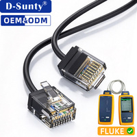 Kabel Patch Jaringan Pendek Slim Cat6A 10G Kecepatan Tinggi 28AWG Tembaga Murni RJ45 untuk Pusat Data
