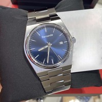 Jam Tangan Kuarsa Pria Sederhana dari Baja Tahan Karat dengan Kristal Safir, Dial Biru Tua, Penunjuk Bercahaya, Jendela Tanggal, untuk Bisnis.
