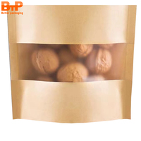 Sachets Doypack Personnalisés en Papier Kraft Brun et Blanc avec Fenêtre, Refermables, pour Aliments, Poudres, Thé et Café