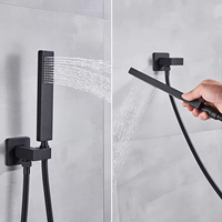 Ensemble de robinet de douche mural à effet pluie noir, système de cascade pour salle de bain, robinet de douche pour salle de bain, ensemble de douche encastré