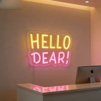 Letrero Luminoso LED Acrílico Neonawall Hello Dear, Luz de Pared con Clasificación IP65 para Hogar, Bar, Cafetería, Bodas, Fiestas, Dormitorio, Regalo, Día de San Valentín