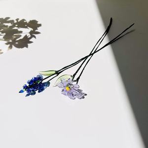 Flor de cristal esmaltado hecha a mano y colorida, con motivos de Clavel, Nenúfar y Iris de las Doce Estaciones, <span class=keywords><strong>en</strong></span> jarrón de alambre de hierro, estilo vintage francés, para decoración del hogar y artesanía. - Product Image 2