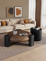 Table basse minimaliste pour salon, idéale pour les petits espaces, design vintage moderne de style italien, en bois de noyer noir, aucun assemblage requis