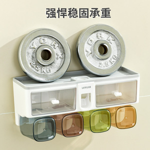 Leyuia Wall Mounted Toothbrush Holder With Cup Storage Rack For Bathroom Space Saving Suction Cup Mounting - Product Image 2