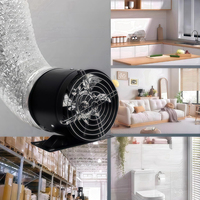 Ventilateur de gaine en ligne à faible bruit et haut débit d'air, extracteur d'air métallique avec support et grille pour sous-sol, garage, grenier, cuisine