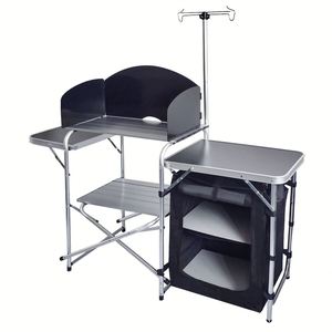 Armoires de rangement extérieures mobiles avec table pliante, cuisine de camping portable pliable - Product Image 1