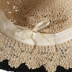 Sombrero de Rafia para Mujer FOXA con Borde de Color en Contraste, Protección Solar de Verano, Ala Ancha - Product Image 3