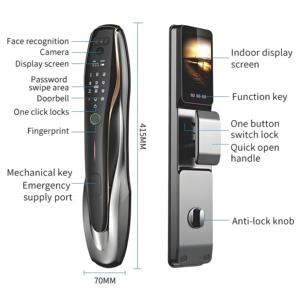 Tuya WiFI 3D Nhận dạng khuôn mặt thông minh khóa cửa với máy ảnh và vân tay ổ khóa thông minh cho cửa trước bàn phím điện tử thông minh - Product Image 4