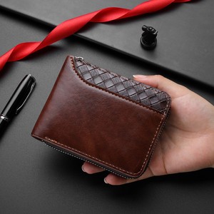 Nueva Cartera Corta para Hombre, Moderna con Detalles Tejidos, Cierre de Cremallera, Estilo Europeo, Tarjetero de Cuero PU, Venta al Por Mayor - Product Image 1