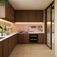 Armoires de cuisine SLS Modern Classic à texture bois, portes Shaker, meubles modulaires sur mesure pour projets