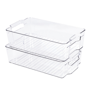 High Quality Closet Cabinet Clear Plastic Container Fridge Organizer Bottle Refrigerator Organizer Bins With Handle