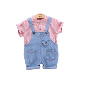 Conjunto de Ropa Infantil de Moda, Camisa a Cuadros para Niño y Pantalones Vaqueros de Moda - Product Image 1