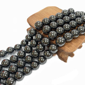 Hématite naturelle lisse et à facettes, perles rondes en vrac pour la fabrication de bijoux et de bracelets - Product Image 1