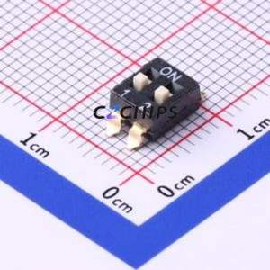 TO-02 DIP Switch SMD-4P,5.1x6.3mm Switch Flat Toggle, Raised Type 2 2.54mm Black - Product Image 1