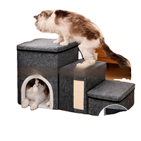 Escabeau pliable antidérapant pour animaux de compagnie avec rangement pour chiens et chats, pour monter sur les canapés et les escaliers