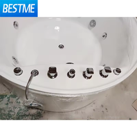 Baignoire à remous moderne autoportante en acrylique avec 22 jets, forme ronde, écologique, pour usage intérieur