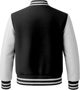 Veste <span class=keywords><strong>de</strong></span> baseball décontractée en <span class=keywords><strong>molleton</strong></span> 100% <span class=keywords><strong>polyester</strong></span> <span class=keywords><strong>de</strong></span> haute qualité pour hommes, veste varsity tendance, couleur contrastée, style bomber - Product Image 3