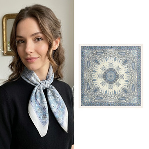 Vintage French Paisley Pattern Satin <b>Scarf</b> for Elegant Outfit Matching - Product Image 1