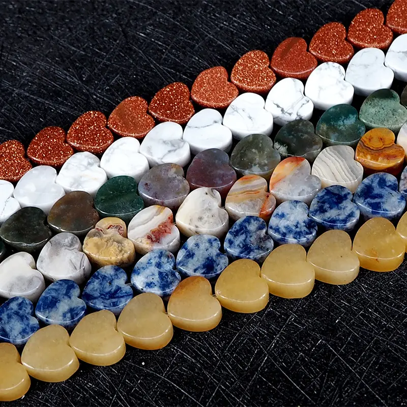 SB7157 Hot Sale Natural Semiprecious Stone Flat Heart Beads,Gemstone Flat Heart Shaped Jewelry Beads