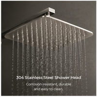 Système de douche mural moderne en acier inoxydable 304 brossé avec douchette à main, barre coulissante et mitigeur de salle de bain