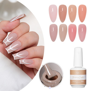 Esmalte <span class=keywords><strong>de</strong></span> <span class=keywords><strong>uñas</strong></span> en gel <span class=keywords><strong>de</strong></span> gelatina con logotipo personalizado en 8 colores-15ml Sheer Nude Translucent <span class=keywords><strong>Kiss</strong></span> Pink Gel Nail Glue Gel Polish Cover Pink - Product Image 1
