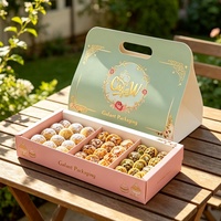 Boîte de pâtisserie arabe de luxe pour livraison, emballage Dubaï, Eid Ramadan, boîte de dattes et de chocolats, boîtes de boulangerie Eid Mubarak avec poignée