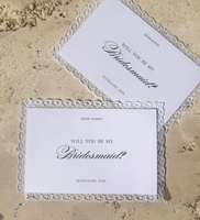 Carte de proposition de demoiselle d'honneur avec bordure en dentelle |   Carte personnalisée « Veux-tu être ma demoiselle d'honneur ? » pour proposition de mariage, carte de mariage personnalisée