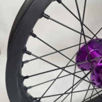Kit de jantes à rayons noirs durables 16x2.15 avec moyeu anodisé violet usiné pour Surron Light Bee, pièces de rechange pour moto électrique tout-terrain